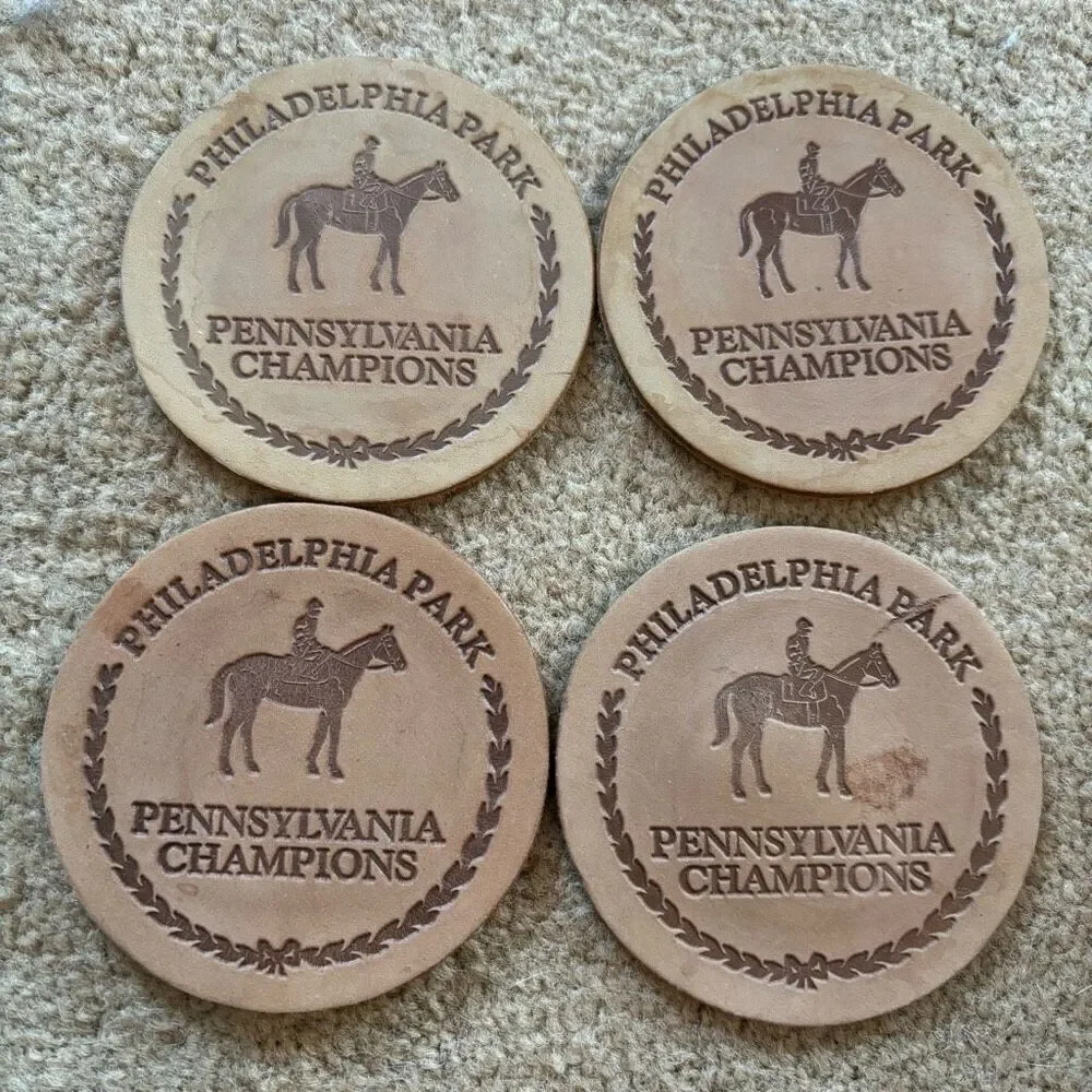 Philadelphia Park Pennsylvania Champions Leather Horse Racing Coasters